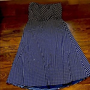 Jcrew navy and white strapless dress